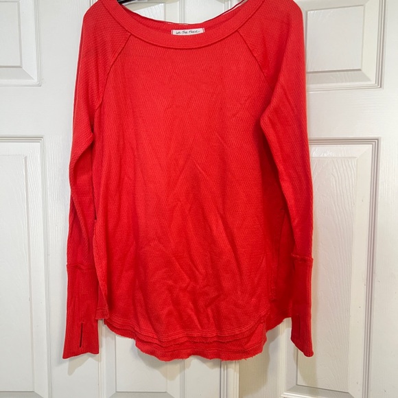 FREE PEOPLE‎ WE THE FREE Snowy Thermal Top Heatwave Small Orange long sweater - Picture 6 of 10
